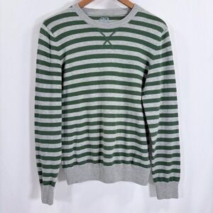 Burton Striped Crewneck‎ Sweater Green Grey Cotton Long Sleeve Mens Sz Small